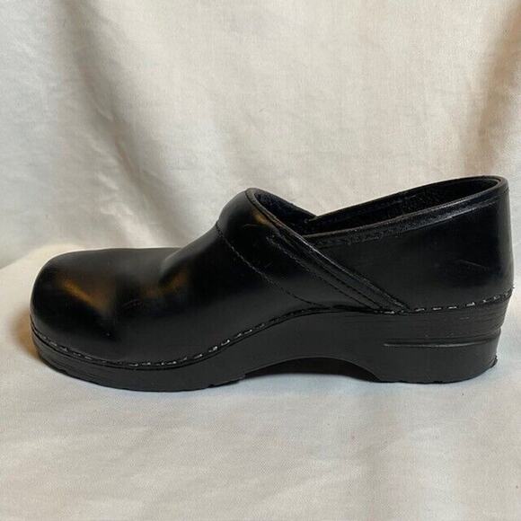 SANITA Black Leather Slip On Womens Size 10.5 EU 41 Chef Nurse Work Shoes Clogs - Picture 4 of 8